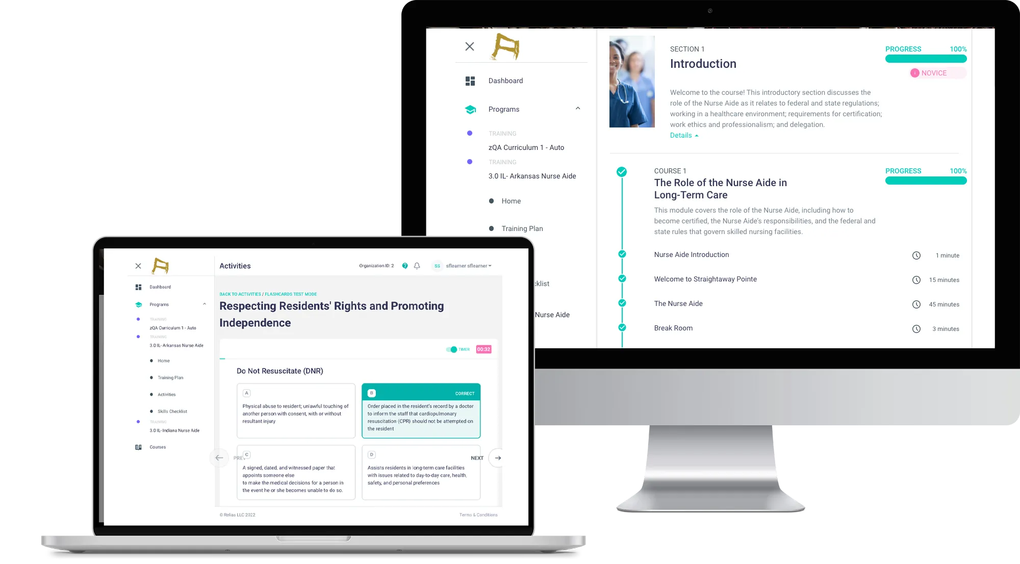 A screenshot of the Relias site