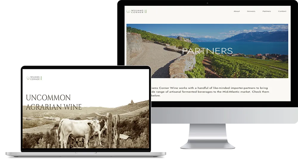 Screenshot of the Williams Corner home page