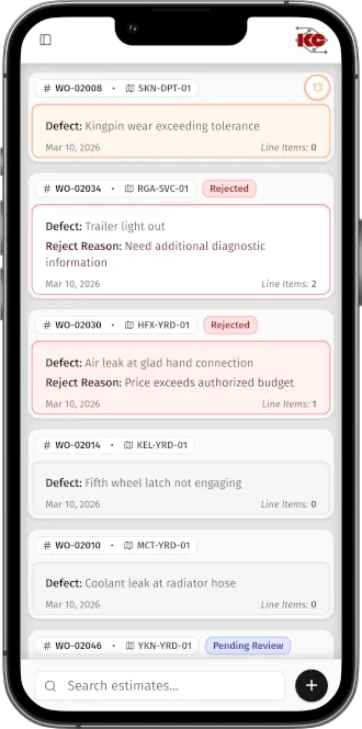 KACE vendor estimates interface